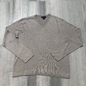 Banana Republic Silk Cashmere V Neck Sweater Gray Size Large